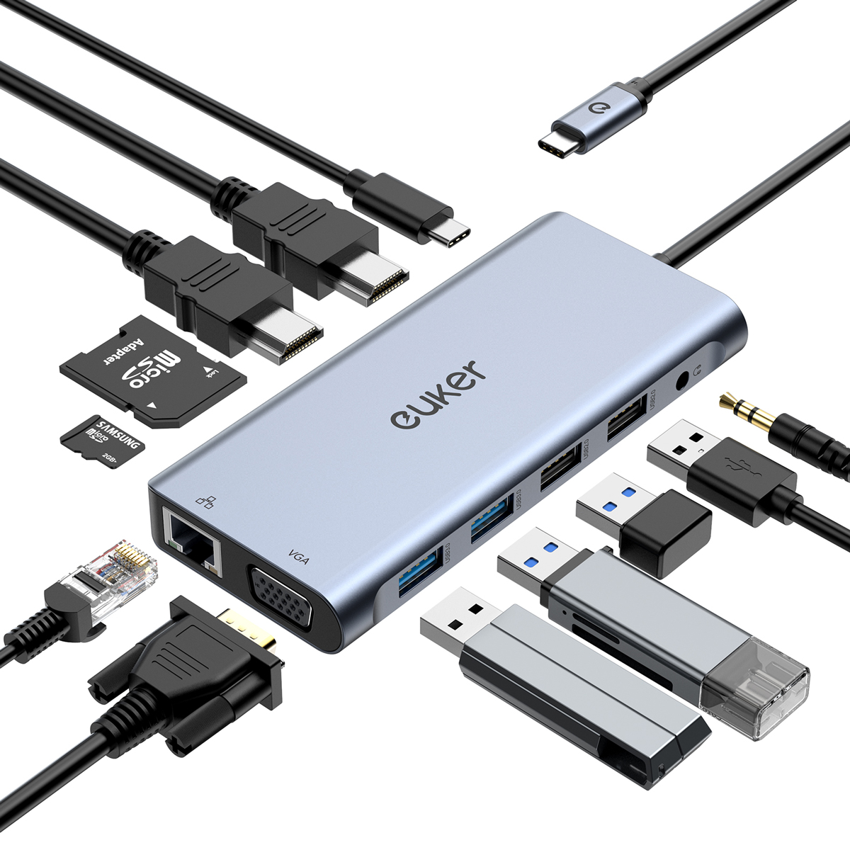 PC/タブレット その他 Euker 【12in1】 USBハブ Type-C USB3.0 ドッキングステーション HDMI 