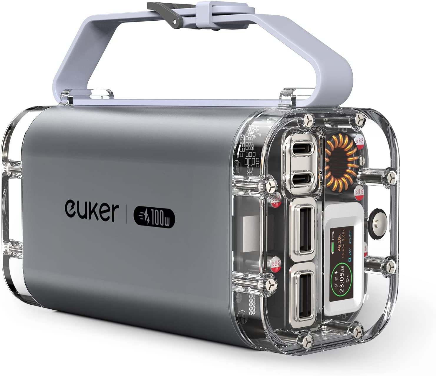 Euker モバイルバッテリー 大容量 40000mah 急速充電 最大出力100W ポータブルバッテリー Type-A Type-C ノートPC ディスプレイ 懐中電灯 PSE認証済