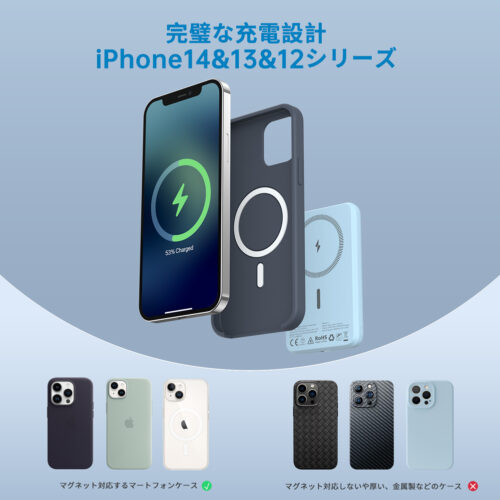 Euker マグネットモバイルバッテリー 6700mAh 大容量 軽量 スタンド付 ワイヤレス充電器 急速充電 PD対応 iPhone13 iPhone12シリーズ MagSafe PSE認証済 - 画像 (2)