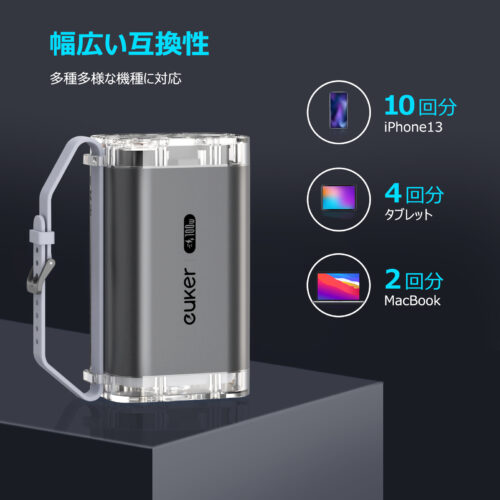 Euker モバイルバッテリー 大容量 40000mah 急速充電 最大出力100W ポータブルバッテリー Type-A Type-C ノートPC ディスプレイ 懐中電灯 PSE認証済 - 画像 (6)