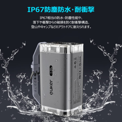 Euker モバイルバッテリー 大容量 40000mah 急速充電 最大出力100W ポータブルバッテリー Type-A Type-C ノートPC ディスプレイ 懐中電灯 PSE認証済 - 画像 (10)