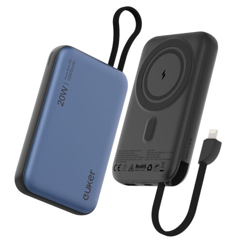 Euker モバイルバッテリー マグネット ケーブル兼用 magsafe iPhone type-c 大容量 急速充電 軽量 10000mAh 20W PD急速充電 ワイヤレスモバイルバッテリー PSE認証済