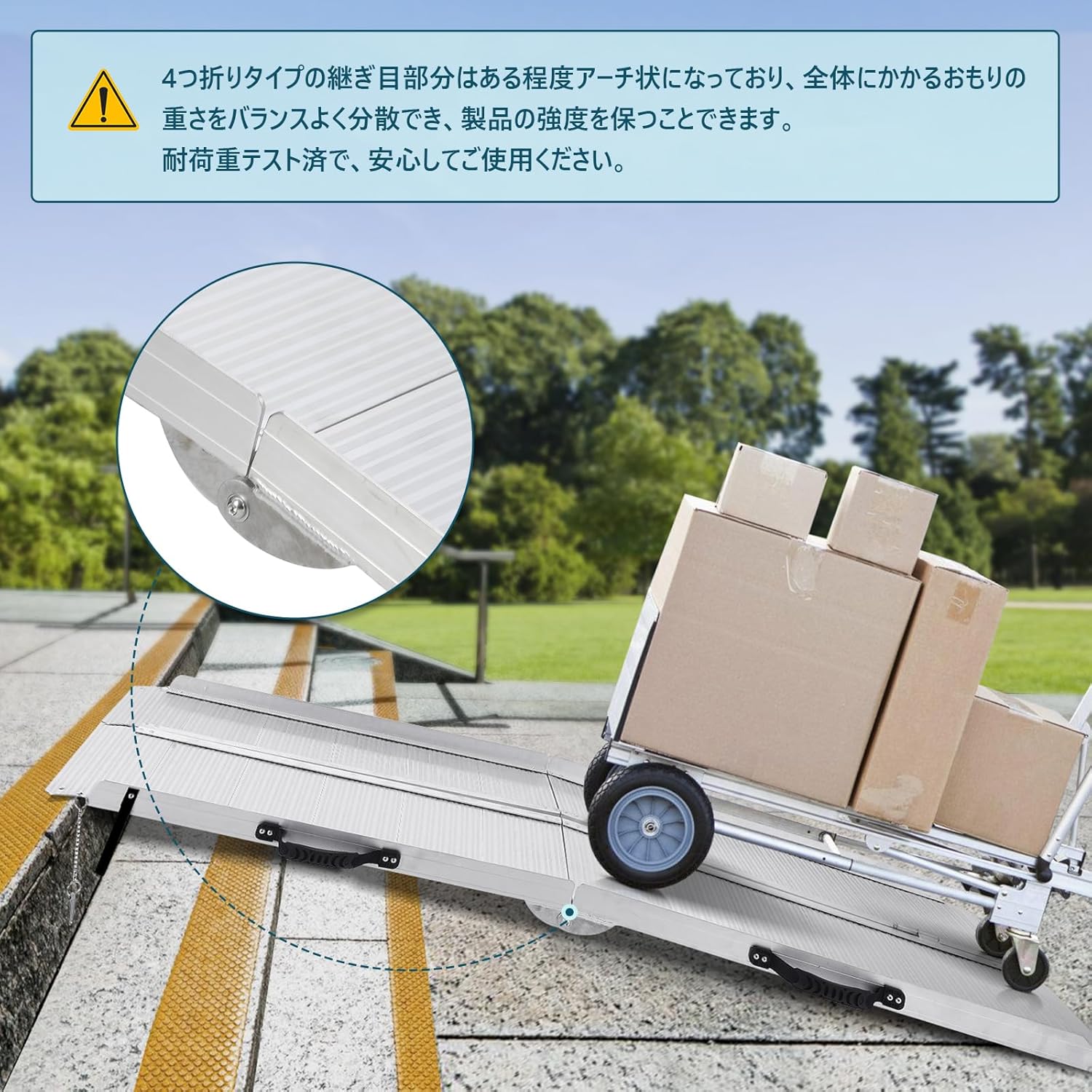 車椅子 スロープ 段差スロープ 長さ152cm*幅74cm 折りたたみ アルミ 