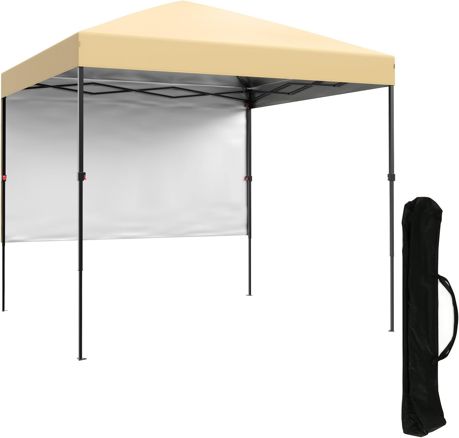 ワンタッチタープテント 1.8x1.8m 組立て簡単 高耐水加工＆UVカット 遮熱 日よけ サイドシート付属 収納バッグ付 キャンプ アウトドア  ベージュ