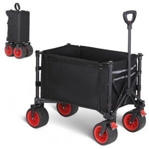 キャリーワゴン アウトドアワゴン 大容量120L 耐荷重100kg 自立収納 ワンタッチ収束式 コンパクト 静音 キャンプ/砂浜/釣り/引越し/買い物/アウトドア