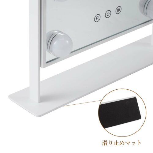 女優ミラー 卓上ミラー 化粧鏡 ハリウッド LED電球9個付き 10倍拡大鏡付き 3色調色 360度回転 組立不要 無段階調光（25×30Cm） - 画像 (7)