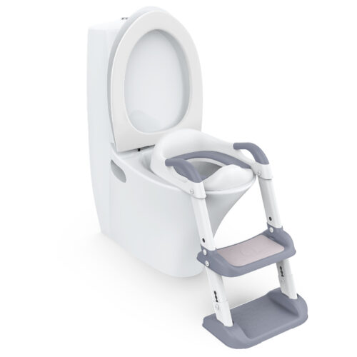 補助便座 トイレトレーナー ステップ付き レトレーニング 踏み台 折りたたみ 子供用 トイレ アラウーノ対応 グレー