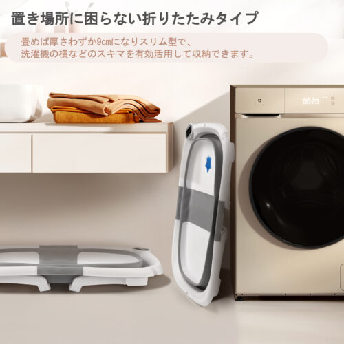 ベビーバス 折りたたみ 湯温計付 滑り止め バスネットセット付き 簡易収納 赤ちゃん 沐浴 シンクお風呂 新生児 0~36カ月頃 浴槽 バスタブ ブルー - 画像 (9)