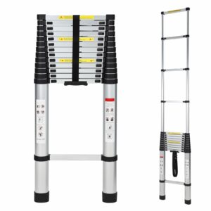 伸縮はしご アルミ製 折り畳み コンパクト 自動ロック 軽量 5m 耐荷重150Kg 持ち運びやすい 収納簡単 多機能 室内外