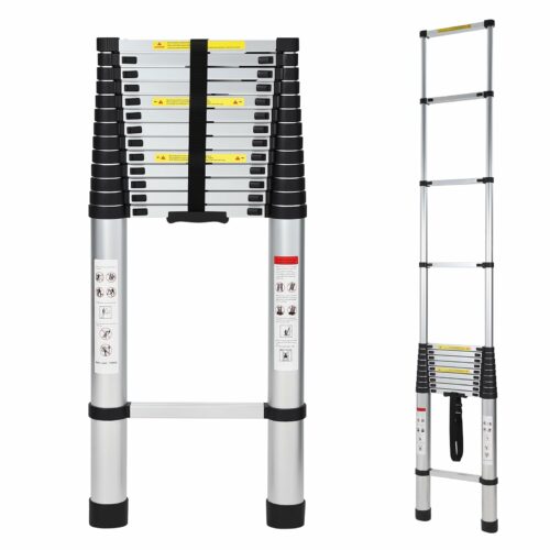 伸縮はしご アルミ製 折り畳み コンパクト 自動ロック 軽量 5m 耐荷重150Kg 持ち運びやすい 収納簡単 多機能 室内外