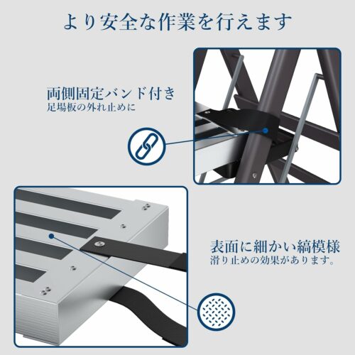 アルミ 伸縮式 足場板 長さ調節可能 1.2-2.1m 耐荷重200Kg 両面使用可能 固定バンド付き 滑り止め 収納簡単 作業用 - 画像 (4)