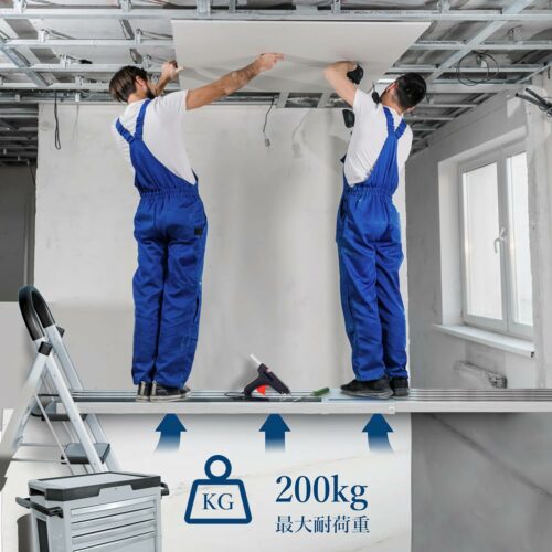 アルミ 伸縮式 足場板 長さ調節可能 1.2-2.1m 耐荷重200Kg 両面使用可能 固定バンド付き 滑り止め 収納簡単 作業用 - 画像 (9)
