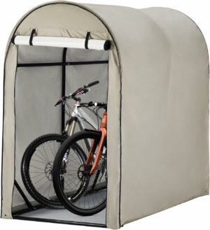 サイクルハウス ガレージ サイクルポート 自転車テント 頑丈 防水 収納 梅雨対策 1台用〜2台用（カーキ色）