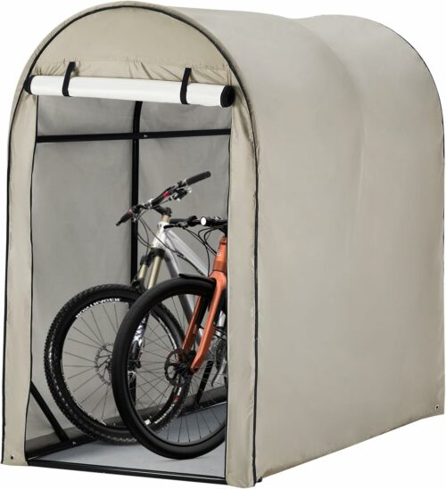 サイクルハウス ガレージ サイクルポート 自転車テント 頑丈 防水 収納 梅雨対策 1台用〜2台用（カーキ色）