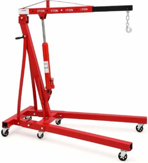 エンジンクレーン キャスター付き 4段階調節 油圧式 折りたたみ 2t 2000Kg 作業工具 コンパク収納 吊り上げ 吊り下げ 家庭用 紅色