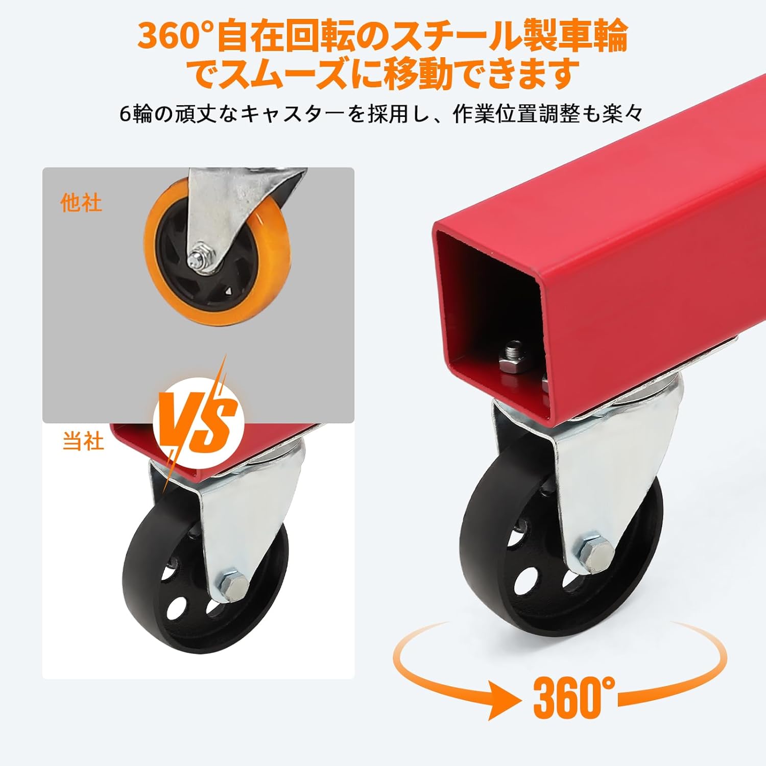 エンジンクレーン キャスター付き 4段階調節 油圧式 折りたたみ 2t 2000Kg 作業工具 コンパク収納 吊り上げ 吊り下げ 家庭用 紅色 - 画像 (7)
