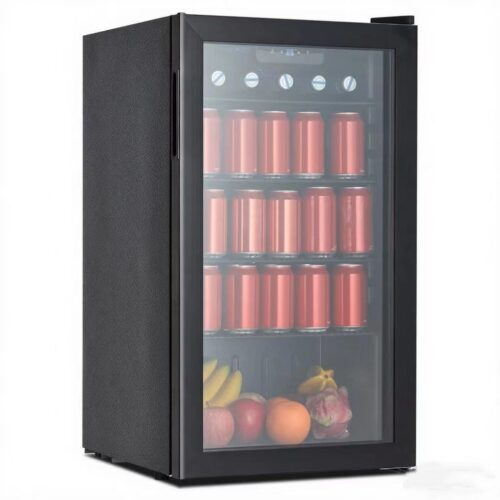 ドリンク冷蔵庫 86L 温度設定3～18℃ 自動霜取り タッチ式操作パネル搭載 左右開き 庫内灯付き 省エネ 一人暮らし 透明ガラスドア おしゃれ 家庭用