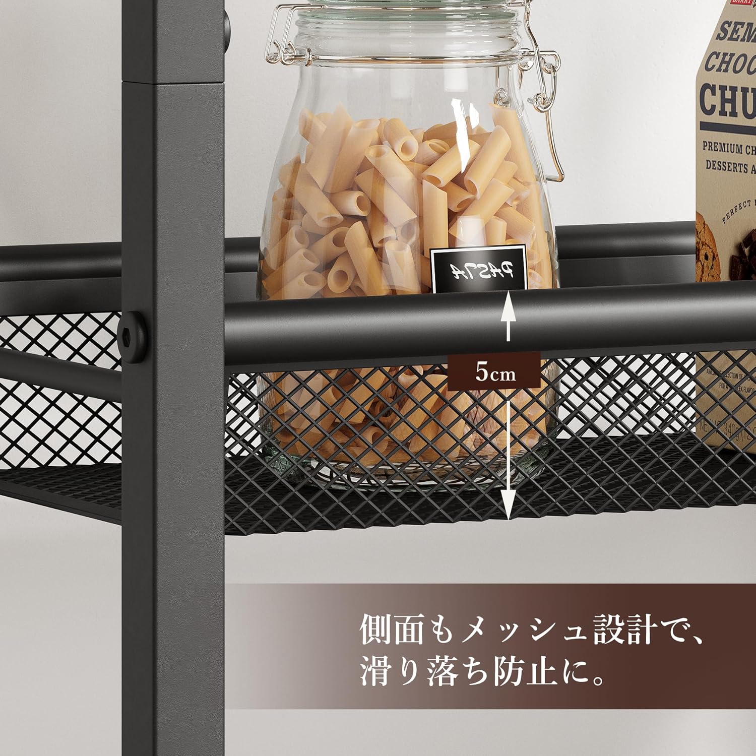 キッチンワゴン キッチンカート キャスター付き スリム 4段 隙間収納 幅20CM 取っ手付き 組み立て簡単 - 画像 (9)