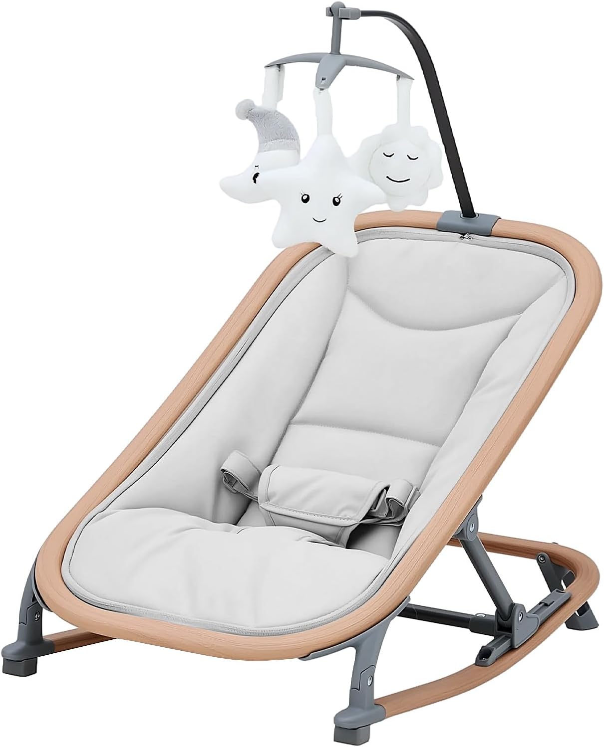 バウンサー 2in1バウンシングシート 生後1カ月頃~ 3段階調節 組立不要 折り畳み 持ち運び 軽量 静音 ゆりかご 新生児対応 赤ちゃん 出産祝い プレゼント グレー