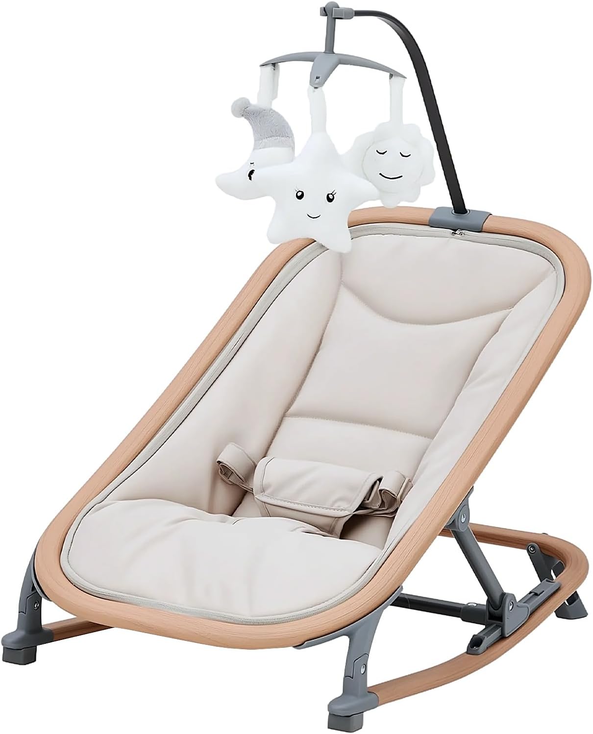 バウンサー 2in1バウンシングシート 生後1カ月頃~ 3段階調節 組立不要 折り畳み 持ち運び 軽量 静音 ゆりかご 新生児対応 赤ちゃん 出産祝い プレゼント ベージュ