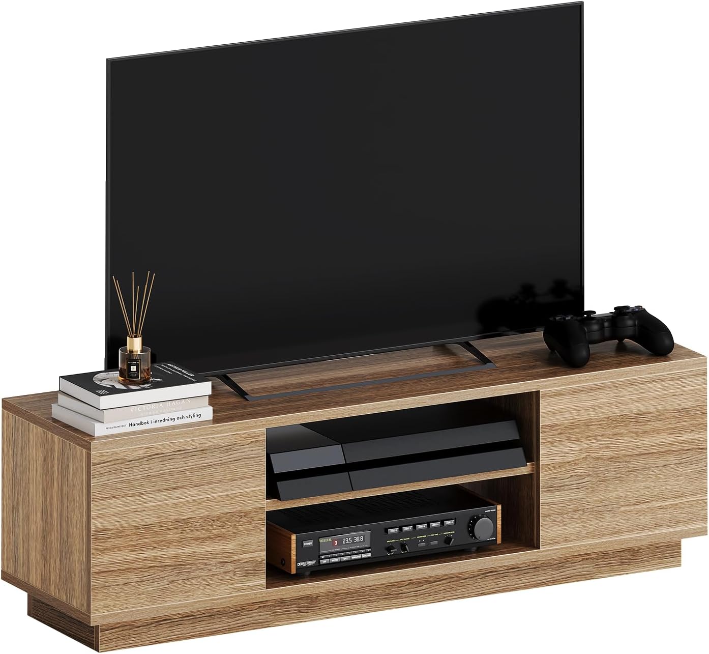 テレビボード テレビ台 幅108 収納 ローボード 47型対応 背面収納 可動棚 扉付き 木製 ナチュラル