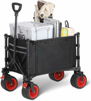 キャリーワゴン アウトドアワゴン 大容量120L 耐荷重100kg 自立収納 ワンタッチ収束式 コンパクト 静音 キャンプ/砂浜/釣り/引越し/買い物/アウトドア