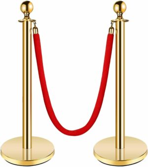 ロープパーテーション セット ステンレス製 長さ1.5m 高さ95cm 組み立て簡単 ポール2本 ロープ1本 ガイドポール ポールスタンド もこもこ
